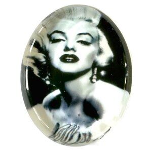 $1 Add-On Large Glass Cabochon Marilyn Monroe ~ Oval Black & White